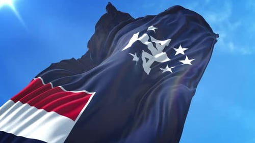 Realistic French Southern and Antarctic Lands Flag Waving Animation
