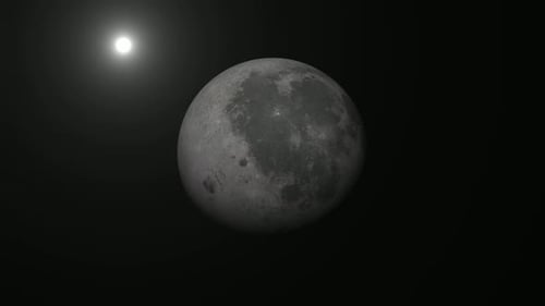 Realistic Rotating Moon in Dark Space Animation