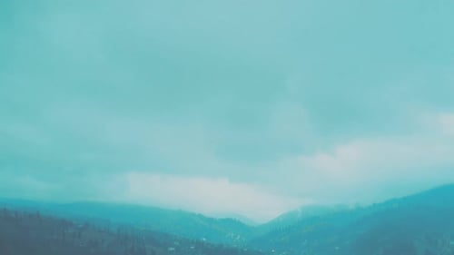 Carpathian Mountains with Fog at Dawn