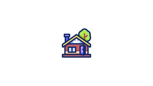 Animated House Icon with Opening Door and Interior Glow