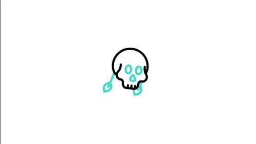 Animated Skull Icon with Teal Dripping Effect