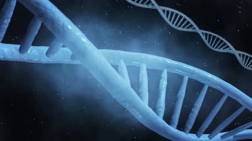 Rotating Frosted Blue DNA Double Helix Animation