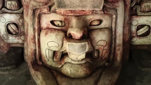 Nahaufnahme der alten Maya-Skulpturkultur Mittelamerikas, Mexikos und Guatemalas