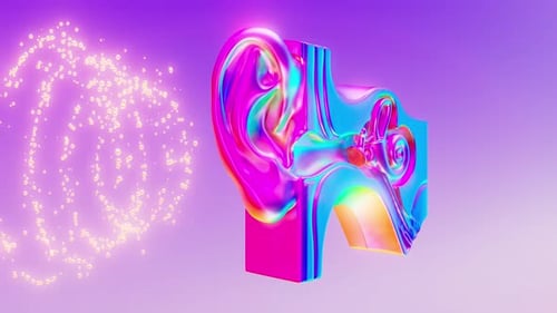Conceptual 3D motion design of ear anatomy and sound waves