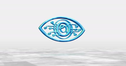 Modern 3D Technological Eye Icon Rotation