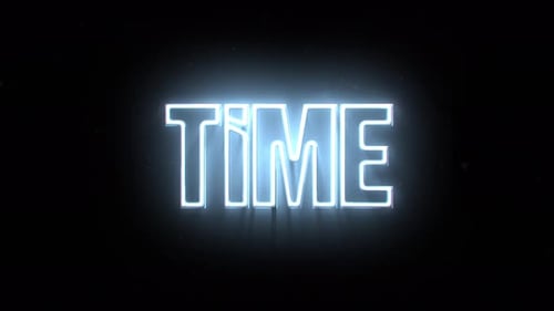 Neon Outline Text Animation of Time