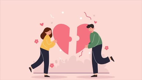 Cartoon Of Young Girl And Boy In Love