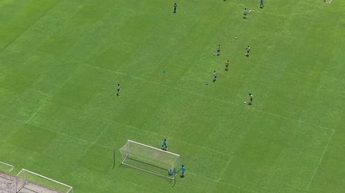 Bali united soccer team training session aerial view