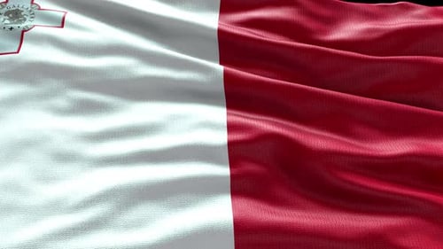 Flag of Malta Waving with Realistic Fabric Texture