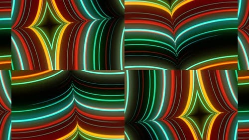 Vibrant Neon Lines Swirling Abstract Kaleidoscope Background