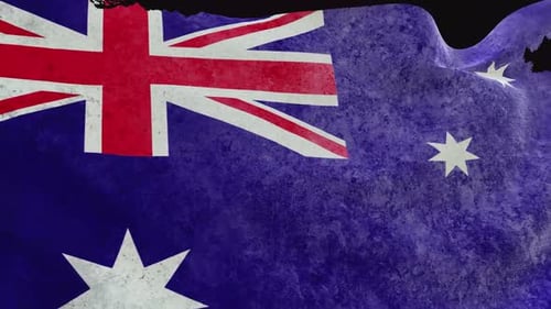 Distressed Grunge Australian Flag Waving Seamless Loop