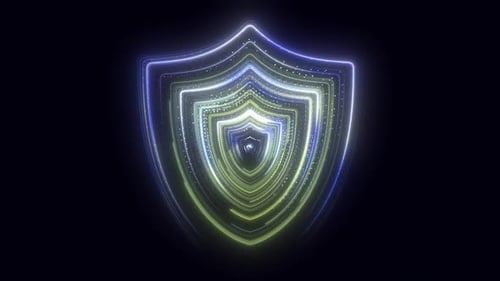 Glowing Neon Shield Tunnel Loop Background