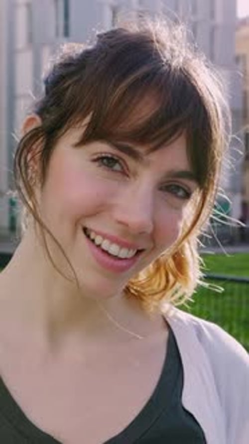 Smiling Woman Close-Up Outdoors
