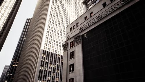 Urban Architecture Captured in a Narrow City Alley with Towering Skyscrapers