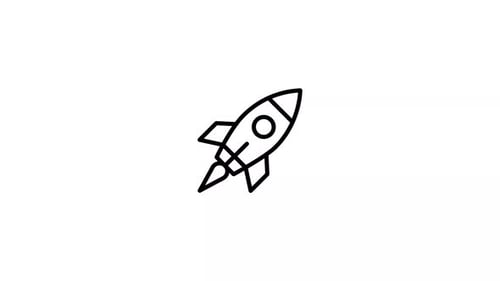 Animated Minimalist Flat Design Rocket Icon