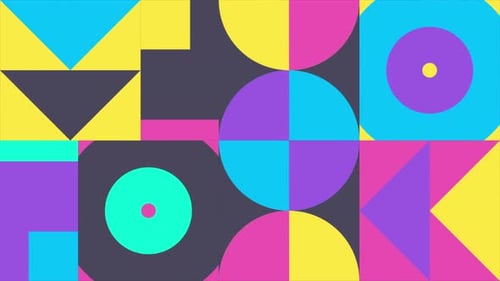 Animated Geometric Loop Pattern Resolution Geometric Motion Design in Bright Pink Yellow and Blue