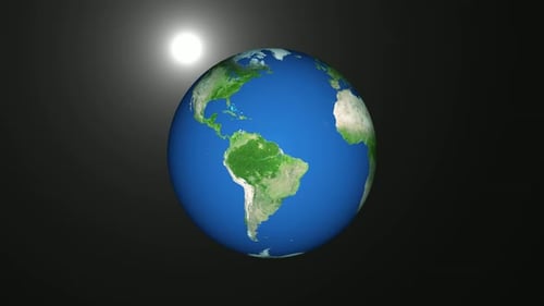 Rotating Planet Earth with Dynamic Sun Lighting