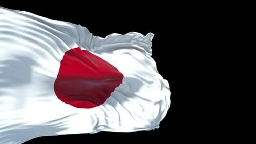 Realistic Waving Flag of Japan with Alpha Channel