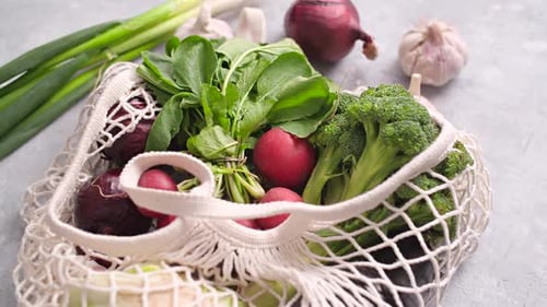 Vibrant Vegetables in Woven Bag, Healthy Lifestyle