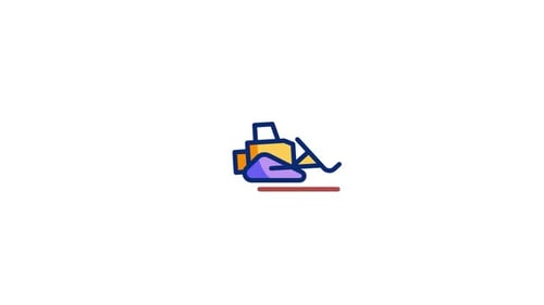 Animated Minimalist Excavator Digging into Ground Icon