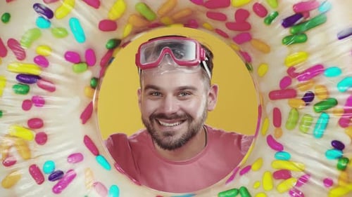 Experimente as vibrações divertidas do verão com um flutuador de donut colorido para aproveitar ao máximo