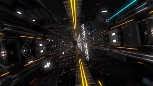 Futuristic Tunnel with Glowing Neon Lights