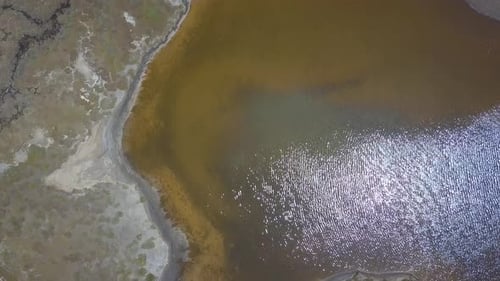 Aerial overhead shot of marshlands inthe south of Spain.