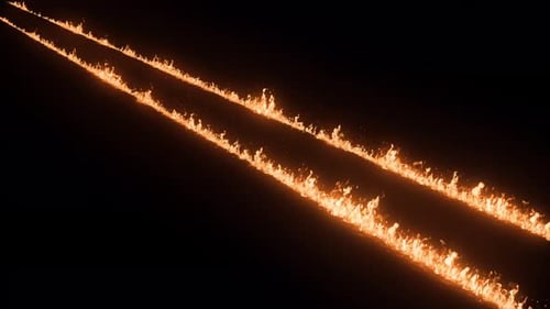 Fire Trail on Road. Burning Trail