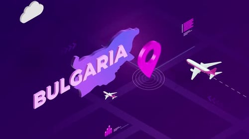 Isometric Bulgaria Travel Map Animation