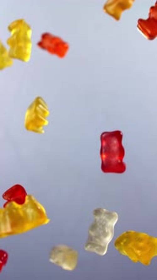 Gummy Bears Falling in Slow Motion