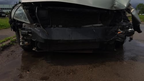 The Front Section of a Vehicle Has Been Severely Damaged As a Result of Being Involved in an