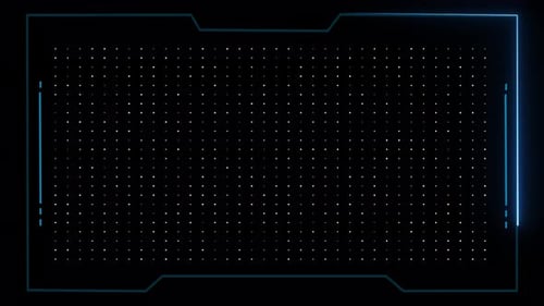 Animated Futuristic Neon HUD Frame with Digital Grid