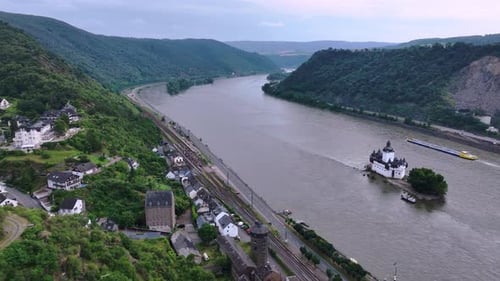 The Town Of Kaub On The Rhine Coast, Germany
