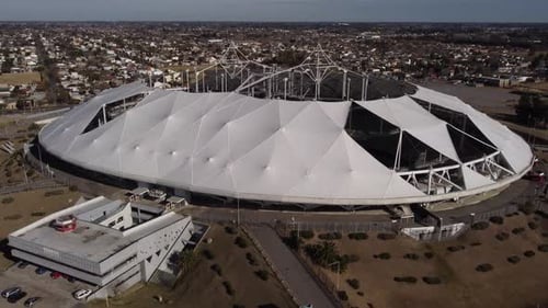 Futuristic modern design of Estadio Unico Ciudad de la Plata stadium in Buenos Aires province, Argen