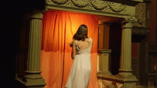 Dancer in a Flowing Dress Performing Graceful Ballet Movements