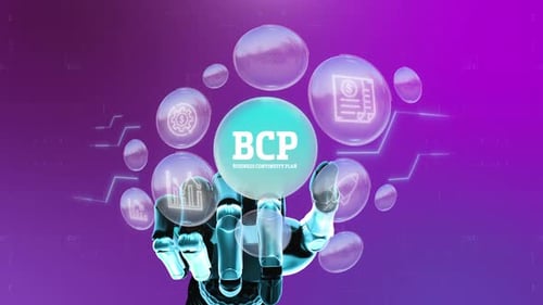 Bcp Business Continuity Plan touch screen technology background 4K