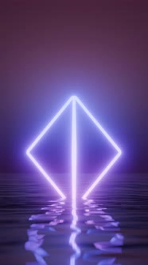 Vertical Video of Abstract Neon Rotating Rhombus in Seamless VJ Loop