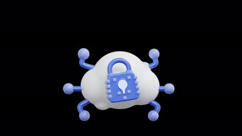 Modern 3D Cloud Network Security Padlock Animation
