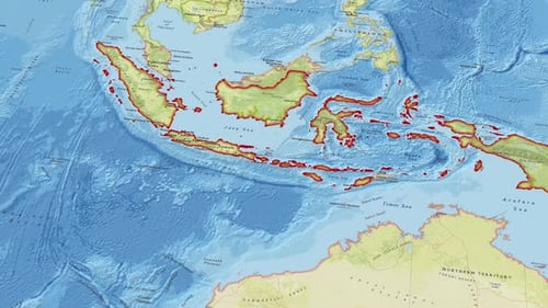 Karte von Indonesien mit Umriss Landesgrenze 4K