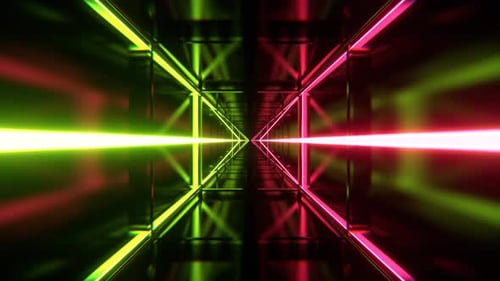 Light Green And Pink Abstract Sci Fi Square Tunnel Background VJ Loop l 4K