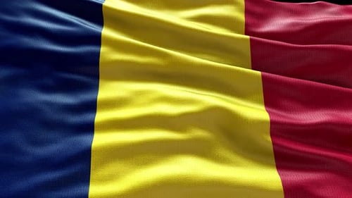 Realistic Romanian Flag Waving Loop