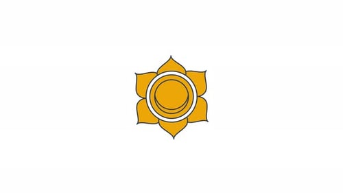 Chakra sacré, symbole Svadhisthana tournant en orange, animation d'objets de dessin animé 2D