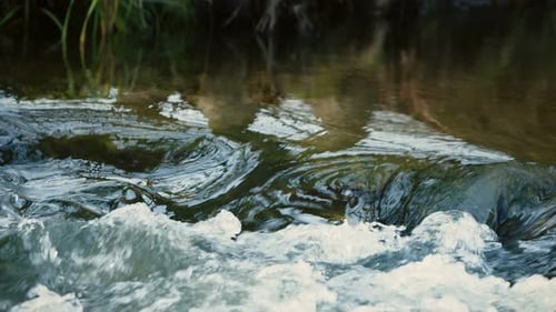 Waterfall On A River In Wild Nature 32