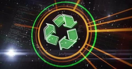 Futuristic Digital Recycling Symbol Animation for Environmental Technology