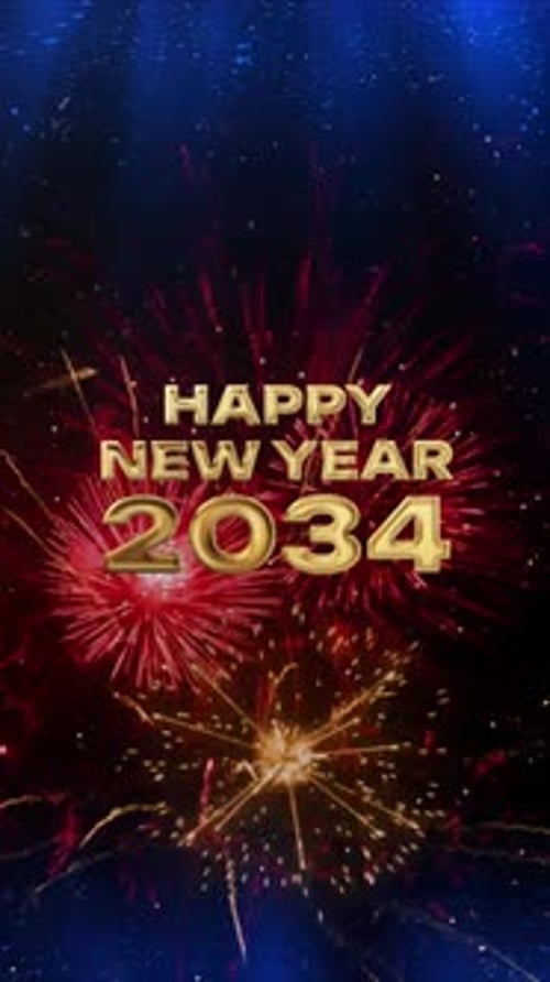 Happy New Year 2034 Celebration Countdown Vertical