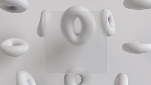 Abstract 3D Doughnut Shapes Frosted Glass Reveal