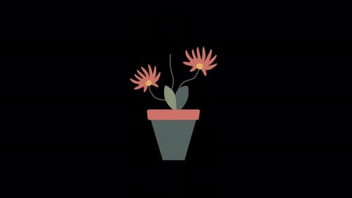 Flat Design Growing Flower Pot Animation