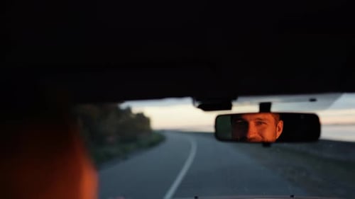 Young Man Inside Car