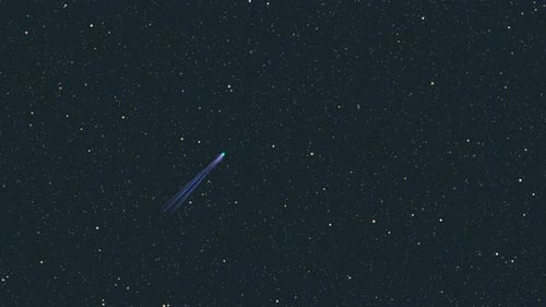 Animated Space Comet Travels Through Starry Sky