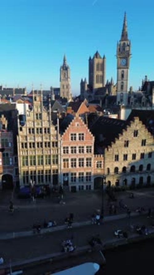 Aerial view of Ghent, East Flanders, Belgium.